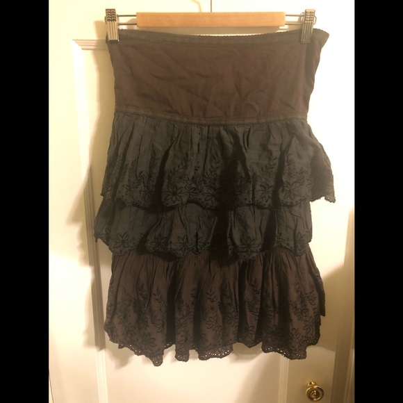Zara Brown Tiered Ruffle Skirt - Picture 2 of 3